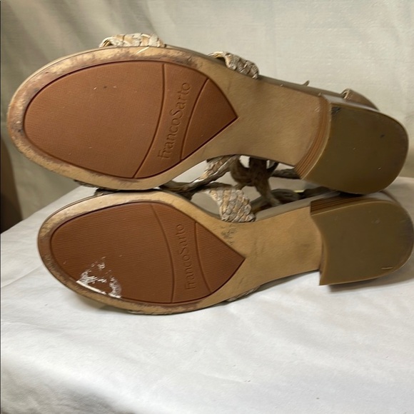Franco Sarto Tan Textured Leather & Suede (upper) Woven Sandals - Picture 7 of 12